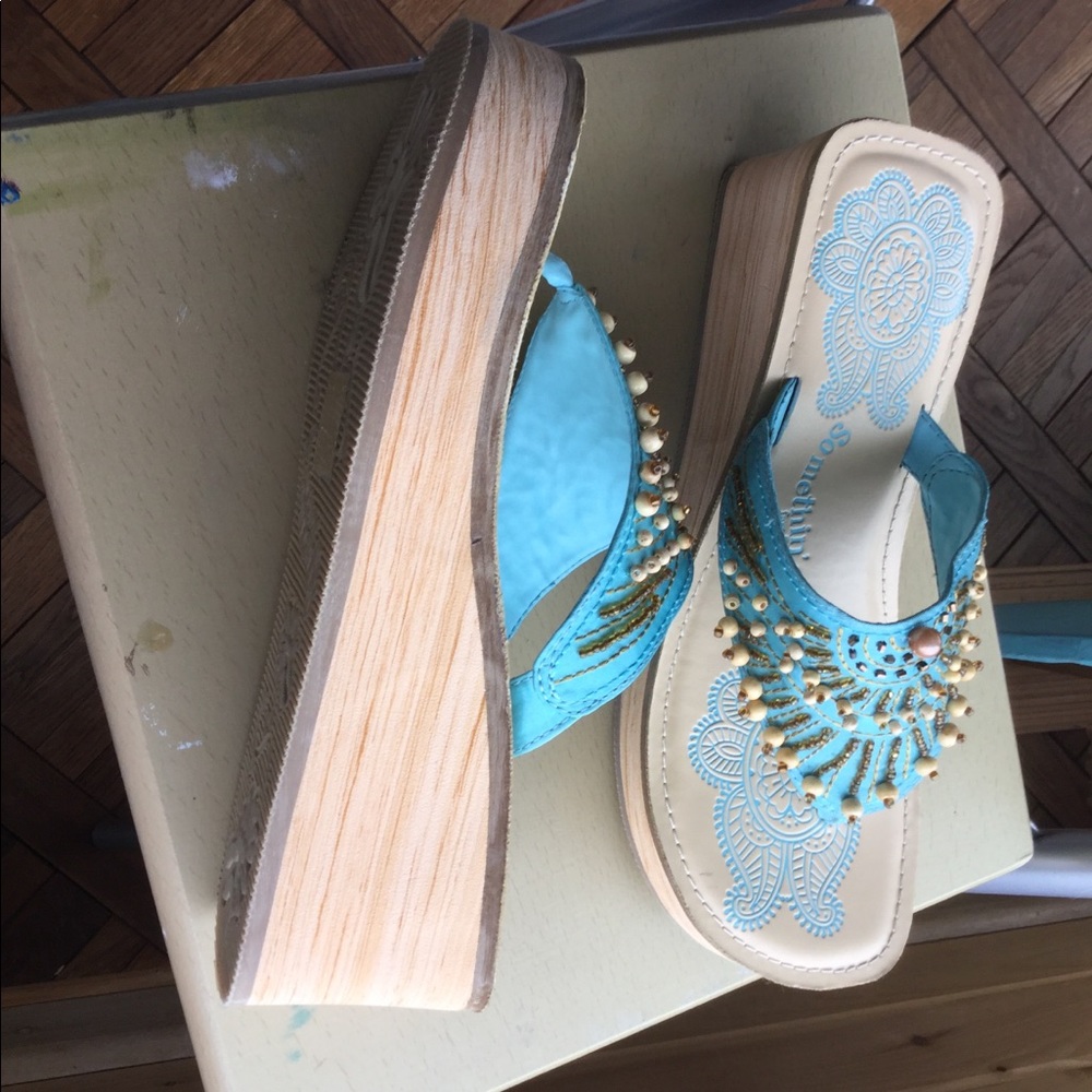 Tourqouise Satiny Sandals